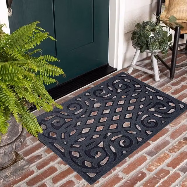 Nicoman Victorian Style Weatherproof Outdoor Door Mat, Grey, W: 91 cm, D: 61 cm