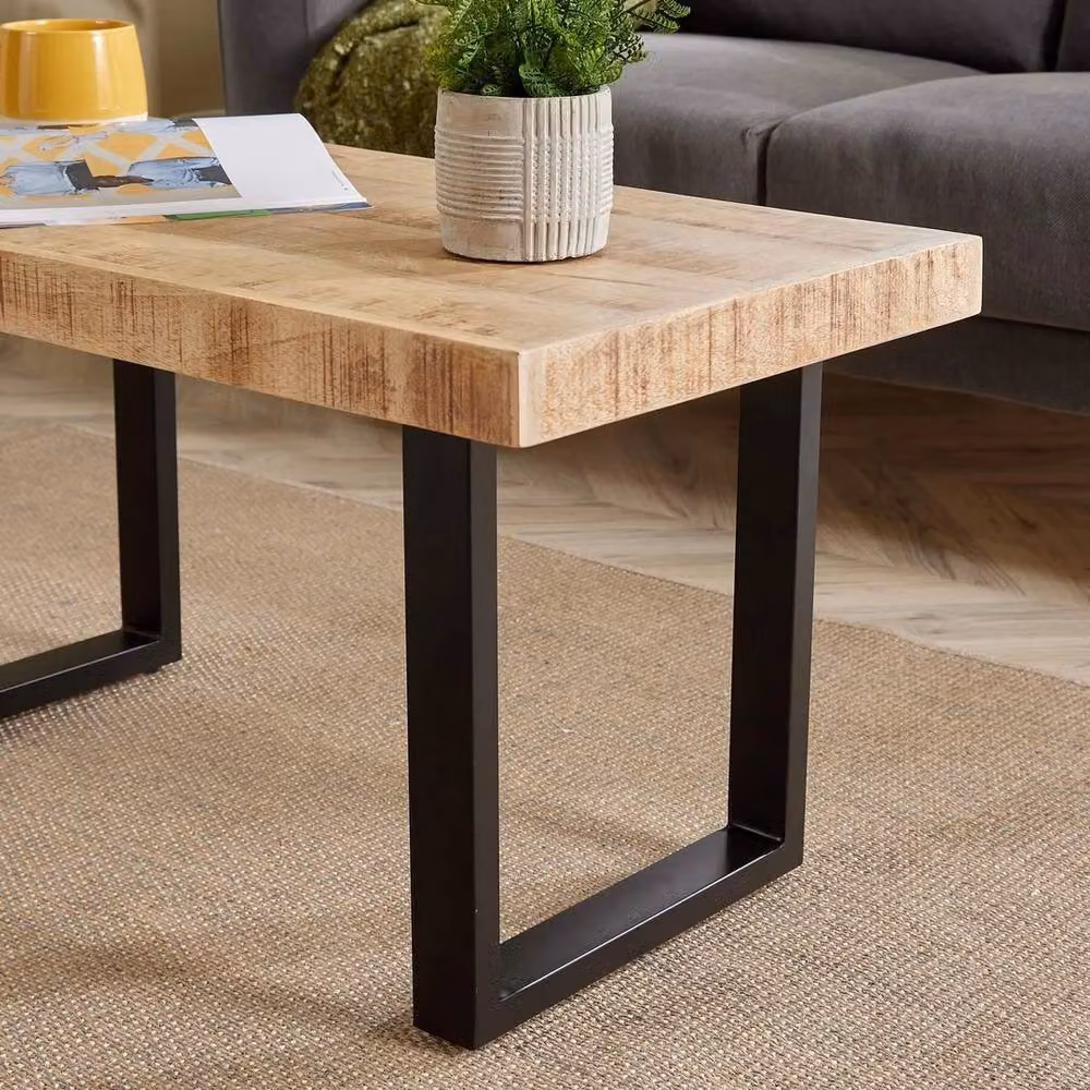 FORGEVIO Rectangular Mango Wood Table with Solid Iron Legs in Brown – 4
