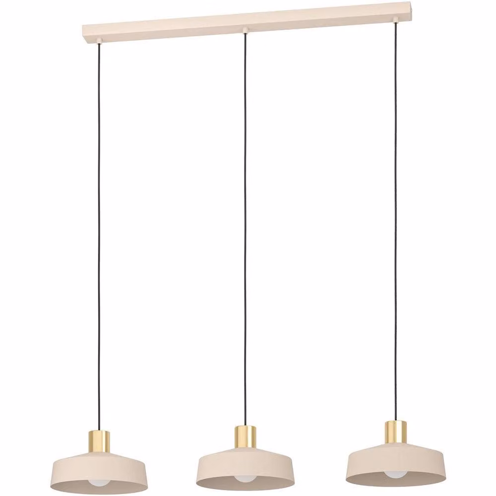 Loops Triple Pendant Light in Brushed Brass and Beige Metal for Indoor Ceilings – 2