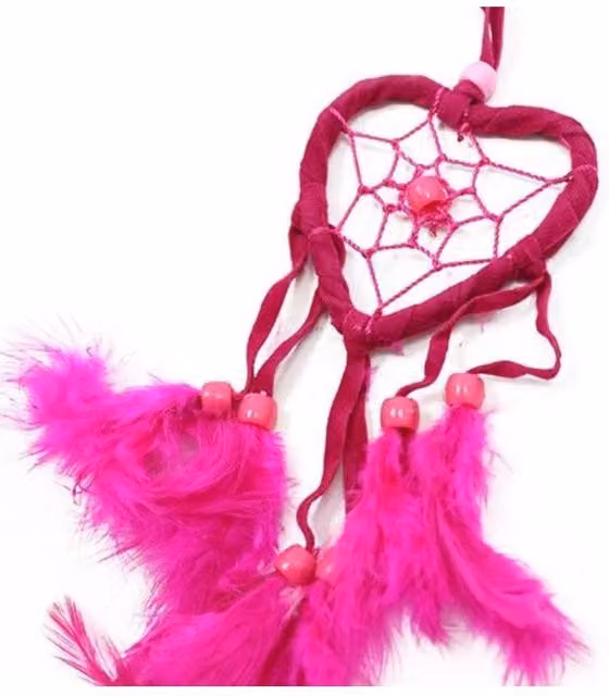 KDMD Bali Ethnic Small Heart Hanging Dreamcatcher in Turquoise, Pink and Purple