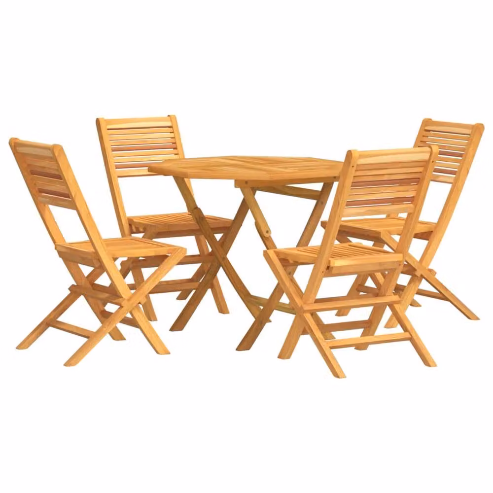 Berkfield Home 5 Piece Garden Dining Set in Brown Solid Teak Wood – 2