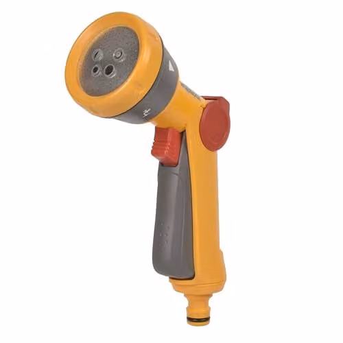 Hozelock Multi-Jet Spray Gun with Flow Control and 5 Spray Patterns in Yellow – 1