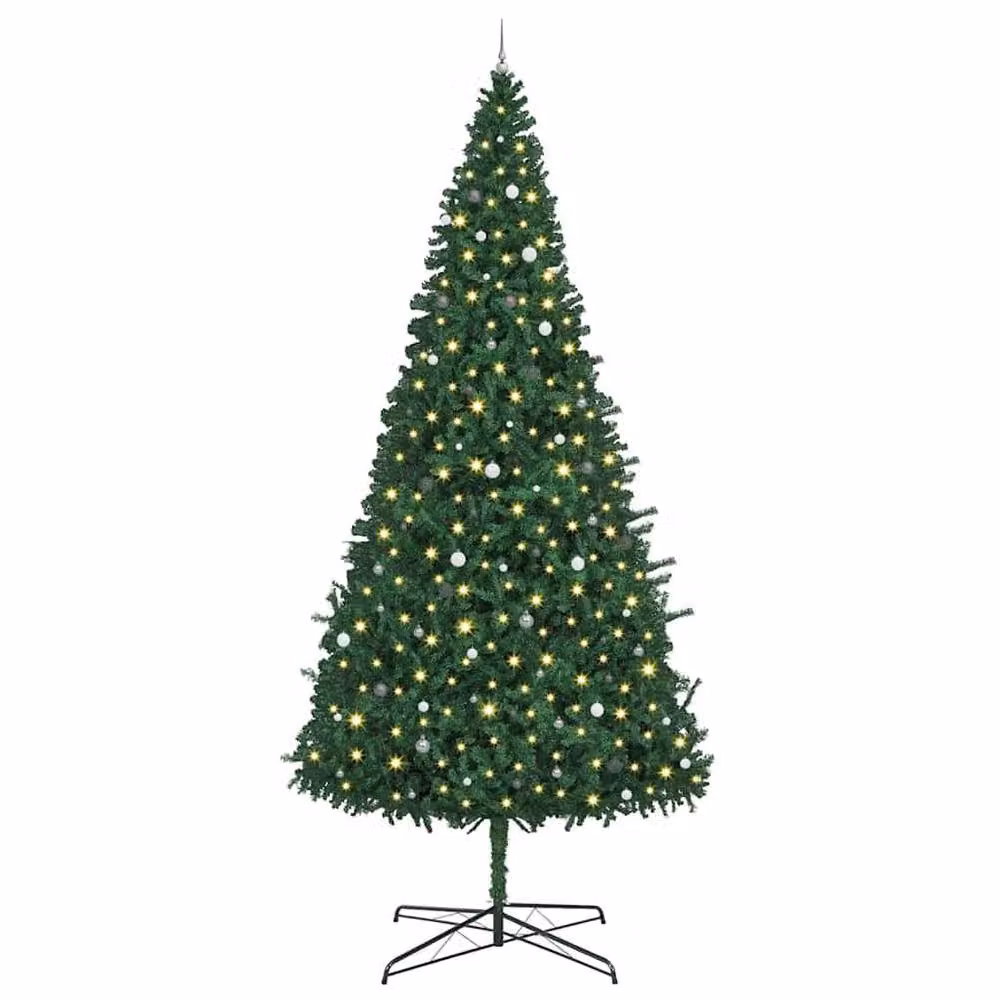 Berkfield Home Green 400 cm PVC Christmas Tree with Decorative String Lights – 3