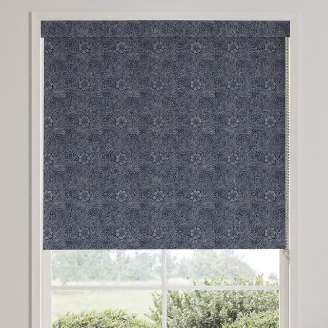 William Morris Marigold Translucent Made To Measure Roller Blind in Indigo Blue Floral Polyester