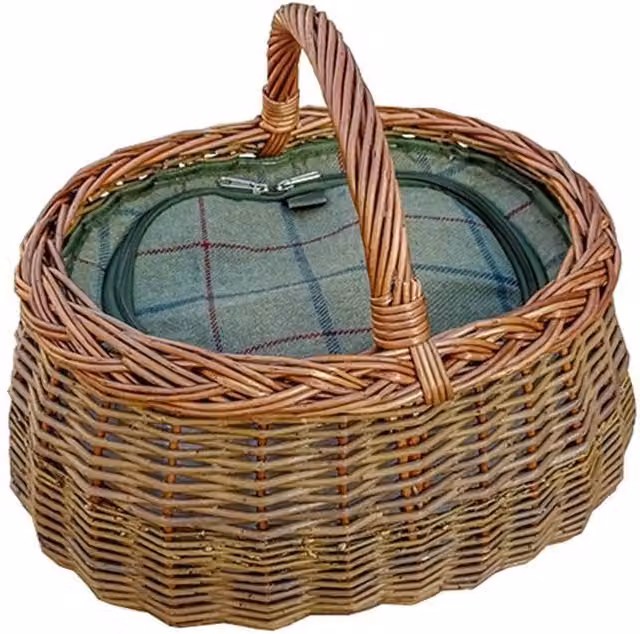 Red Hamper Deluxe Wicker Car Basket with Green Fitted Cooler in Red, Brown and Green – 1