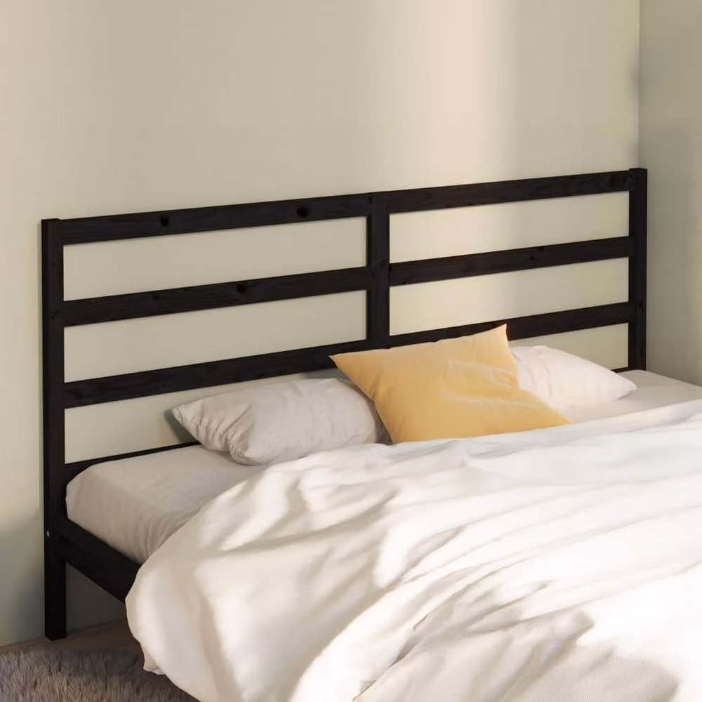 Berkfield Home Black Rustic Solid Pine Wood Bed Headboard W/D/H: 206 x 4 x 100 cm – 2