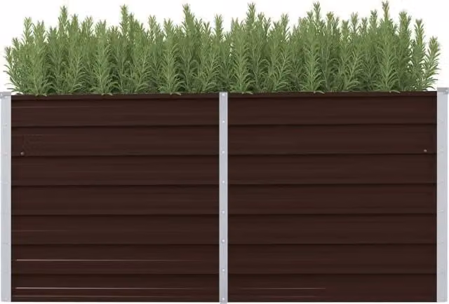 Berkfield Home Garden Brown Galvanised Steel Raised Bed W: 160 cm, D: 40 cm, H: 77 cm – 1
