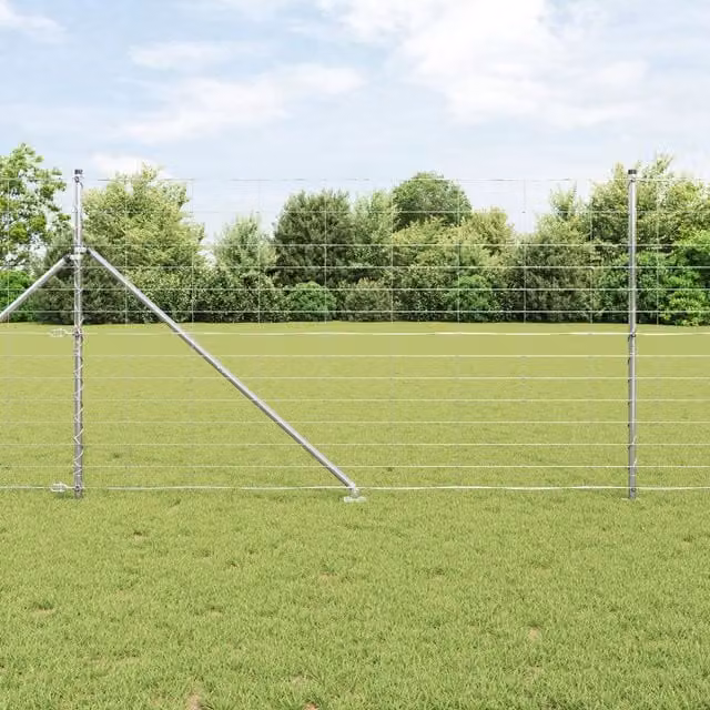 Berkfield Home Field Fence Galvanised Steel in Silver, H 140 cm x W 25 m