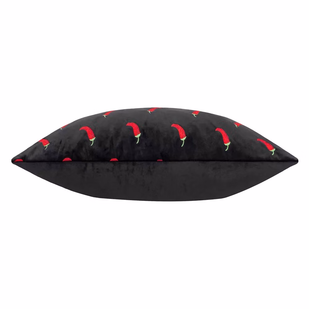 Riva Home Graphic Velvet Cushion in Black and Red, W: 60 cm, H: 40 cm, D: 40 cm – 3