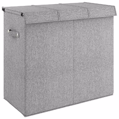 vidaXL Foldable Laundry Hamper in Grey with Handles, W/D/H: 64.5 x 34.5 x 59 cm – 1