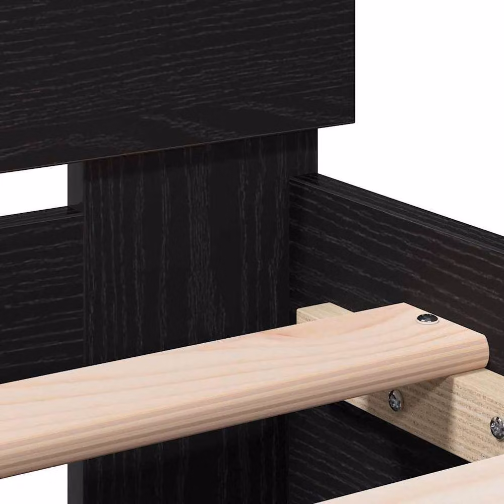 Berkfield Home Black Oak Bed Frame, W/D/H: 193 x 95 x 88 cm, Engineered Wood – 4