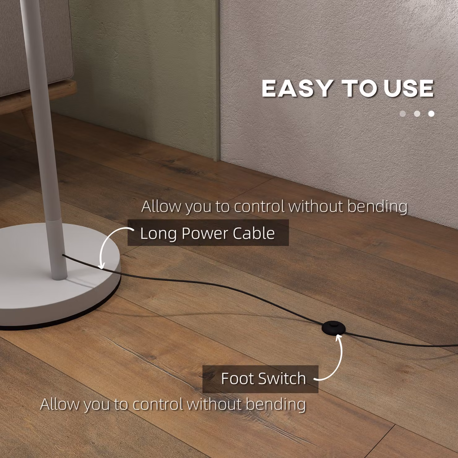 HOMCOM Modern Grey Floor Lamp with Adjustable LED Bulb for Living Room and Bedroom – 4