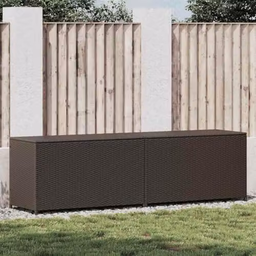 vidaXL Modern Poly Rattan Garden Storage Box, Brown, W/D/H: 200 x 50 x 60 cm – 2