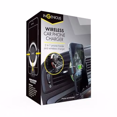 InGenious Wireless Qi Enabled Universal Car Phone Charger for Air Vents, Black – 3