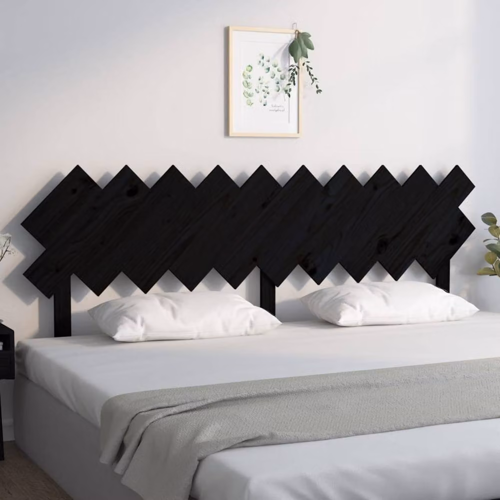 Berkfield Home Rustic Solid Pine Bed Headboard, Black, W: 196 cm, D: 3 cm, H: 80.5 cm – 2