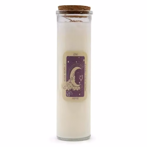 KDMD Magic Spell Love Candle in White with Crystals and Floral Scent
