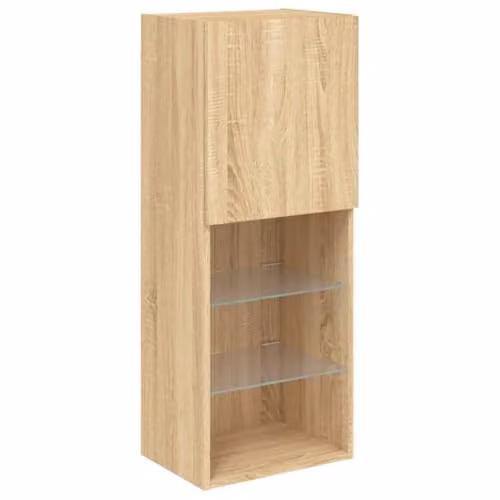 vidaXL Modern TV Cabinet with LED Lights in Sonoma Oak Brown, W/D/H: 40.5 x 30 x 102 cm