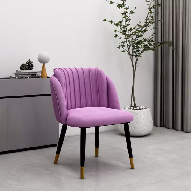 Life Interiors Milano Set of 4 Velvet Dining Chairs in Purple with Gold End Caps