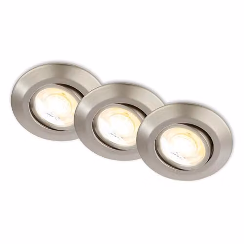 Briloner Set of 3 LED Recessed Downlights with CCT Adjustable Colour Temperature, Silver
