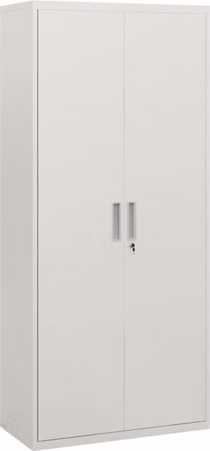 HOMCOM Metal Office Filing Cabinet with 5 Adjustable Shelves and Lockable Hinged Doors, White – 1