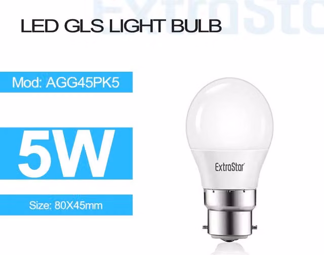 Livingandhome Pack of 5 5W LED B22 Globe Bulbs in Cool White 6500K