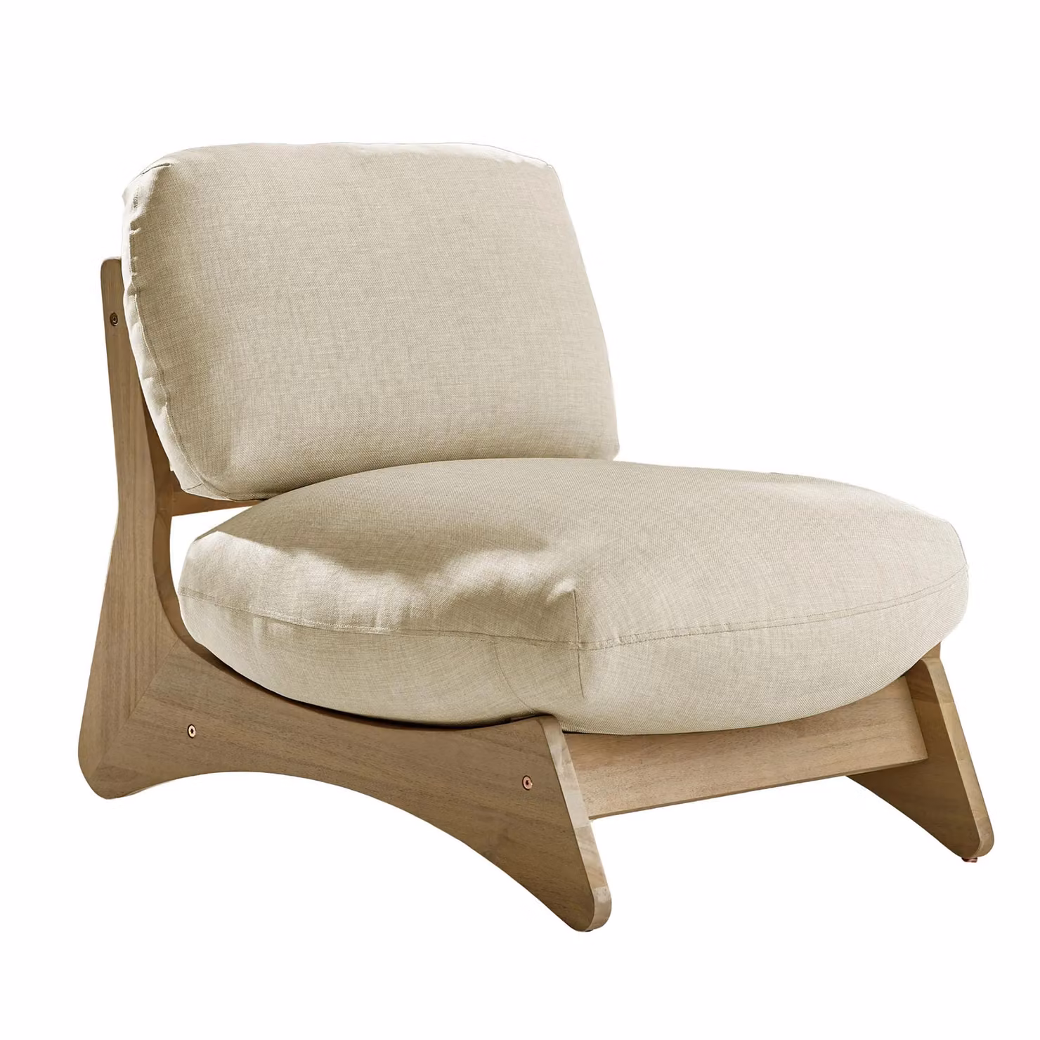 FurnitureboxUK Iko Acacia Wood and Cream Fabric Outdoor/Indoor Set with 2 Chairs and Round Side Table in Brown and Beige – 2