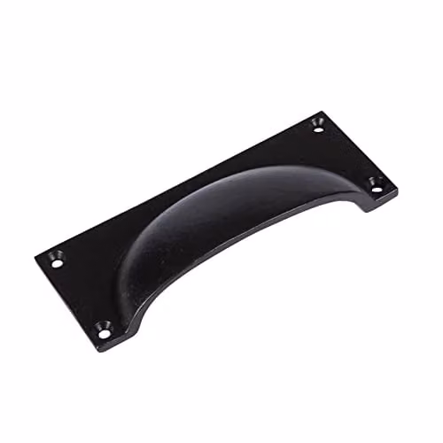 Hammer and Tongs Matt Black Iron Rectangular Cabinet Drawer Handle, W: 130 mm x H: 50 mm – 1