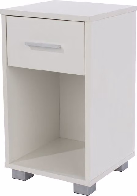 Core Products Limited Lido 1 drawer compact bedside cabinet in white and silver