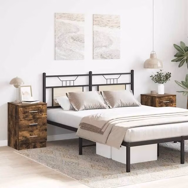 Berkfield Home Classic Bedside Cabinets, 2 Piece Set, Smoked Oak Brown, W/D/H: 38 x 35 x 56 cm