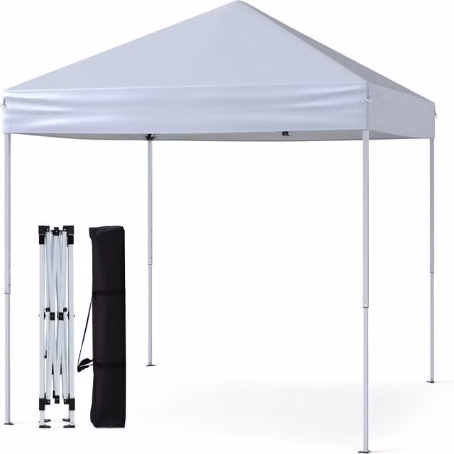 Costway Outdoor Pop-up Canopy Instant Folding Shelter with Adjustable Heights, White, W: 220 cm, D: 201 cm, H: 201 cm
