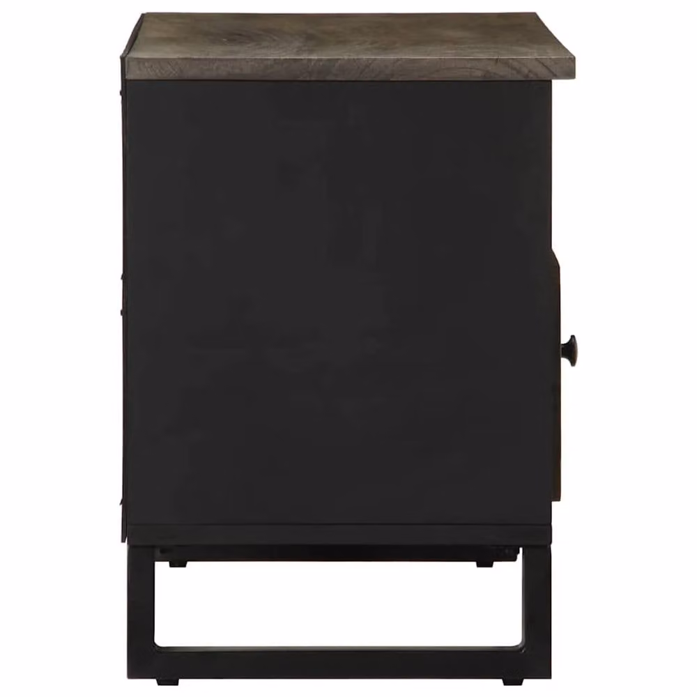 Berkfield Home Black Mango Wood TV Cabinet W: 80 cm, D: 33 cm, H: 46 cm – 3