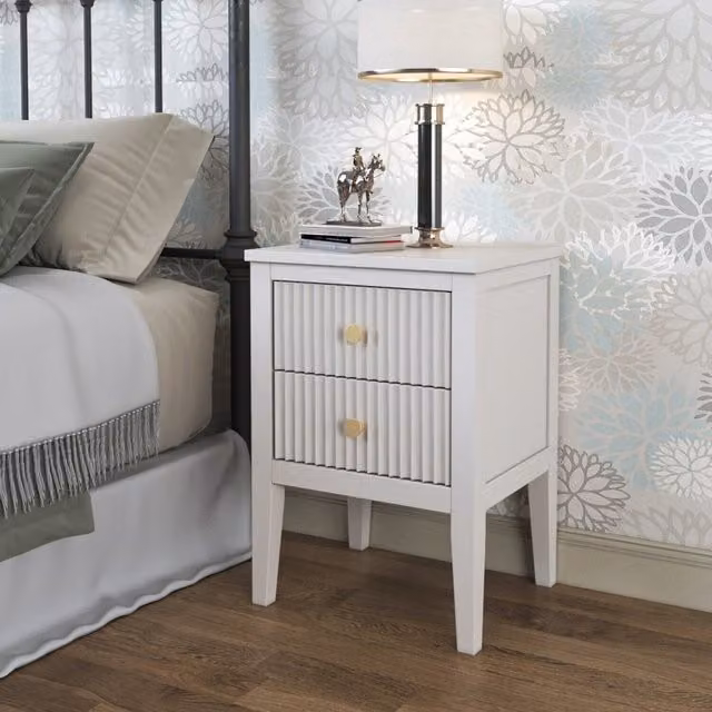 Cabinet Bits Modern White Metal Bedside Table