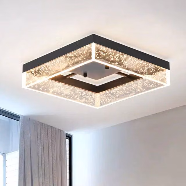 Garwarm Square LED Flush Mount Ceiling Light in Black, Warm White, Dimmable, W: 30 cm – 1