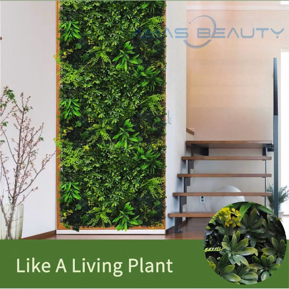 FLAVORA Reversible Indoor Outdoor Artificial Plant Wall Panels, Green, W: 1 m, D: 1 m – 5