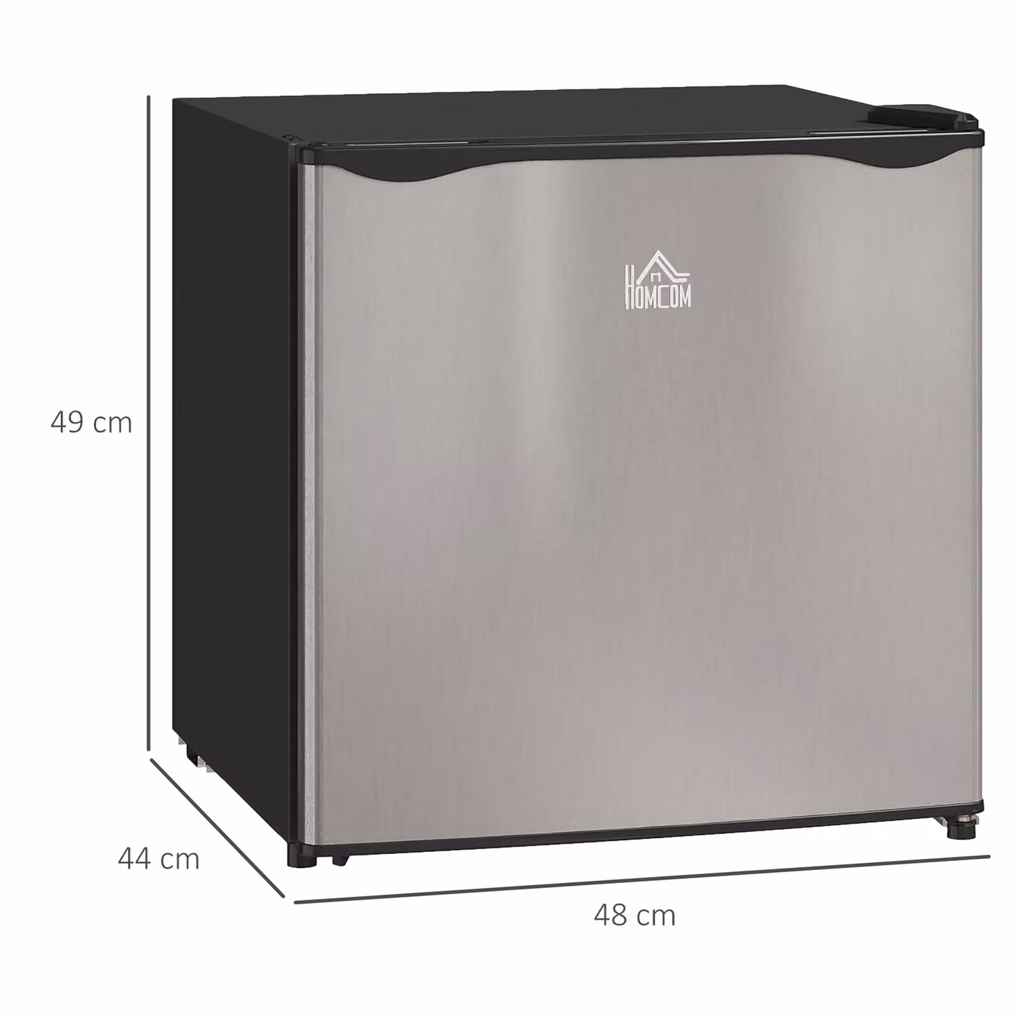 HOMCOM 46 Litre Table Top Mini Fridge with Ice Box and Reversible Door in Silver Tone – 3
