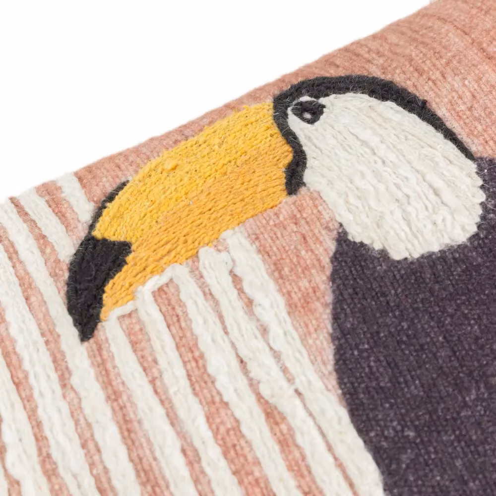 Evans Lichfield Treetop Toucan Embroidered Cotton Cushion in Brown, W: 50 cm, H: 30 cm, D: 30 cm – 3