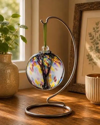 Sienna Glass Multicolour Abstract Spirit Ball, Purple, Green and Blue, 15 cm – 2