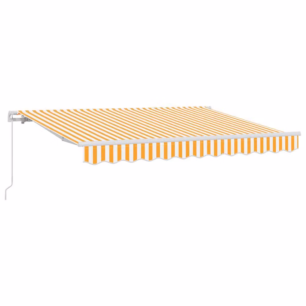 Berkfield Home Manual Retractable Wall-Mounted Folding Arm Awning in Yellow and White, W: 300 cm, D: 200 cm – 2
