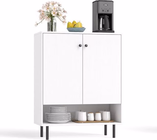 Costway Modern White 2-Door Kitchen Sideboard Buffet Cabinet