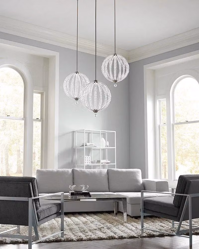 Netlighting Oberlin LED 2 Light Large Spherical Suspended Ceiling Pendant in Grey and Silver – 2