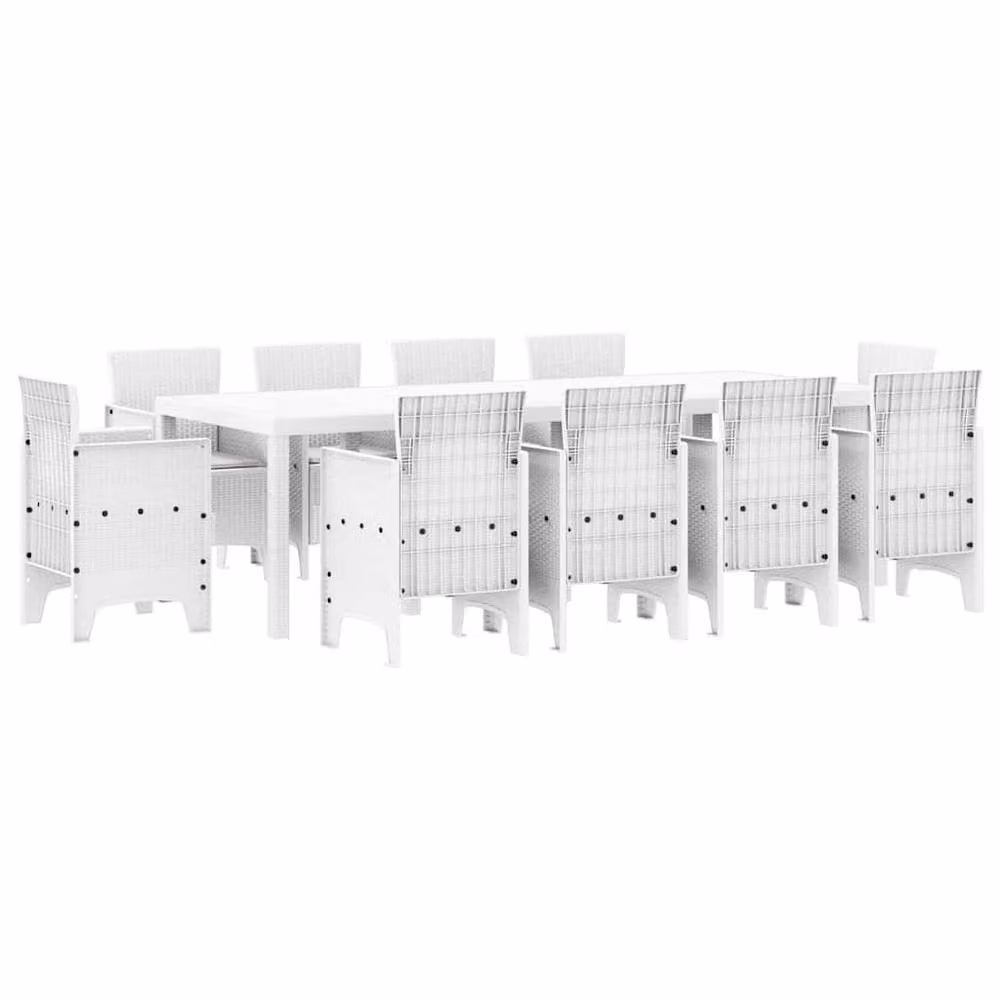 Berkfield Home 11 Piece White Poly Rattan Garden Dining Set with Cushions – 2