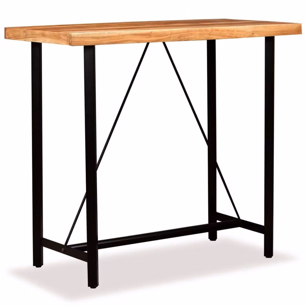 Berkfield Home Beautiful Solid Acacia Wood Bar Table in Brown, W/D/H: 120 x 60 x 107 cm – 2