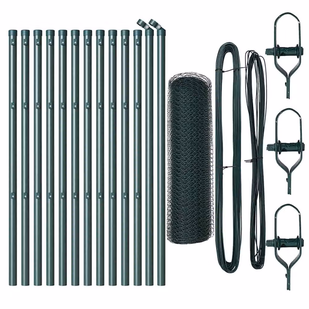 Berkfield Home Green Steel Hexagon Fence, W: 0.6 m, L: 25 m – 3