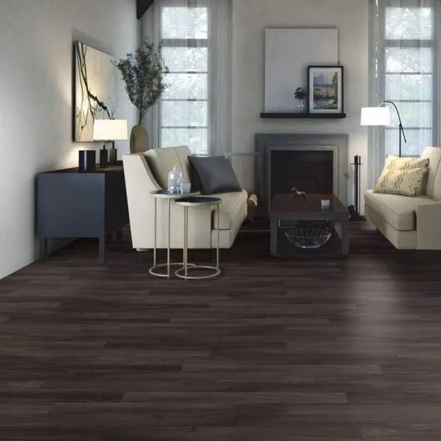 Vinyl Flooring UK Dark Brown Wood Effect 2.8mm Sheet Vinyl in Black, W: 100 cm, L: 200 cm