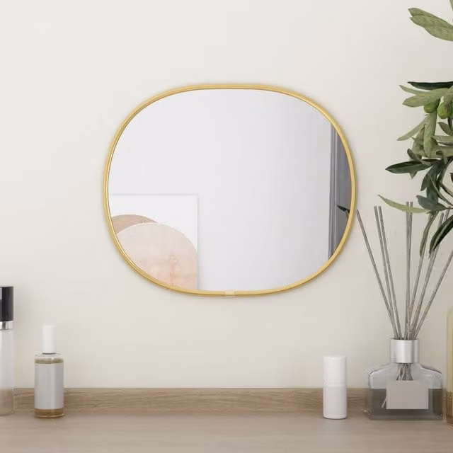 Berkfield Home Gold Rectangular Wall Mirror W: 30 cm, H: 25 cm