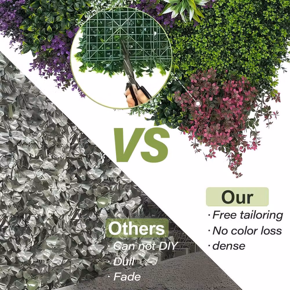 INMTFEI Artificial Hedge Panel Green Faux Wall Privacy Screen W/H: 100 x 100 cm – 7