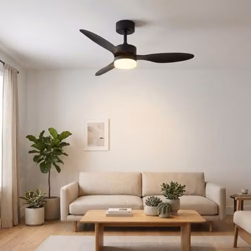 Netlighting Blackwell LED Ceiling Fan in Black with Remote Control, Dimmable CCT Light and Timer, Diameter: 106 cm – 3