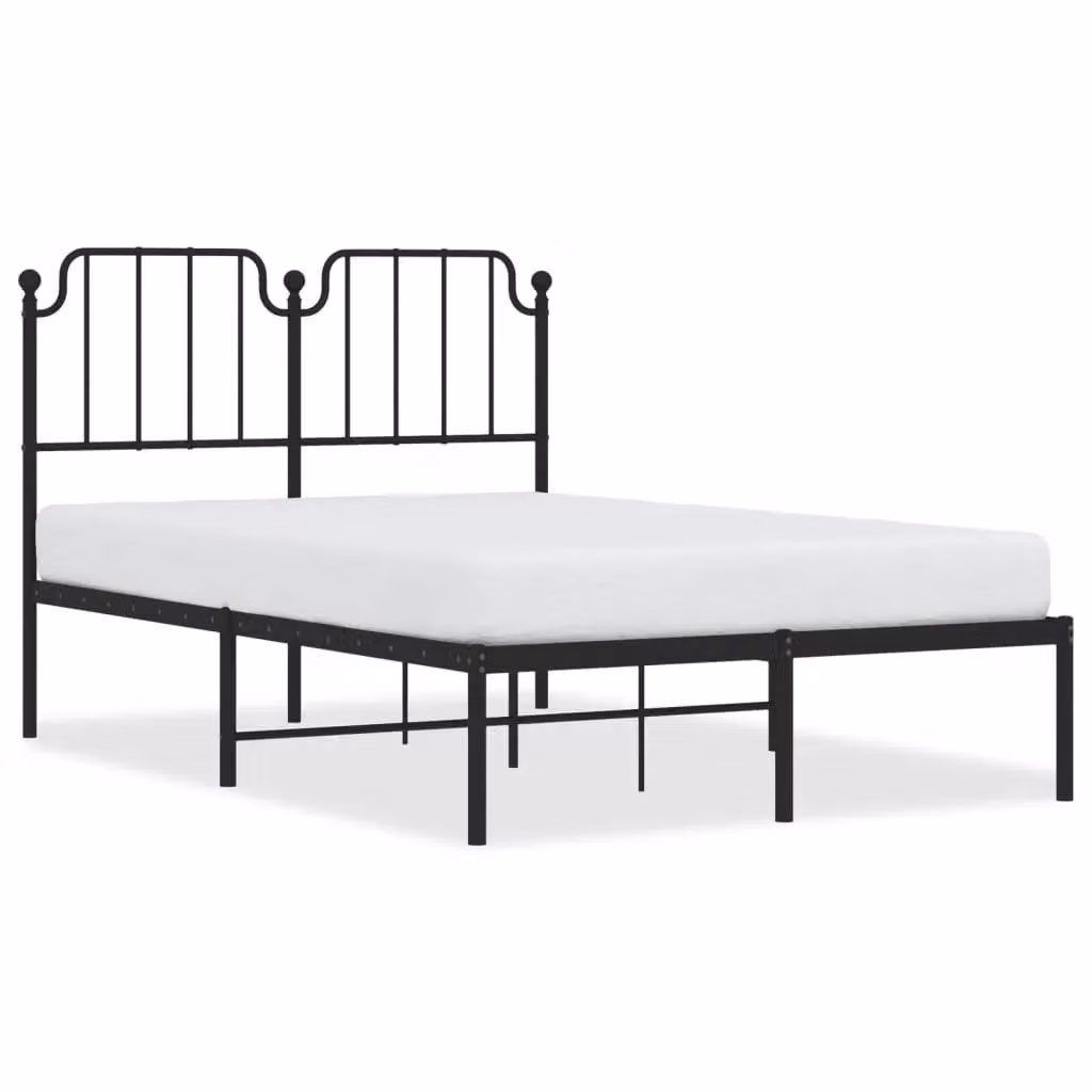 Berkfield Home Metal Bed Frame with Headboard in Black, W/D/H: 120 x 190 cm – 2