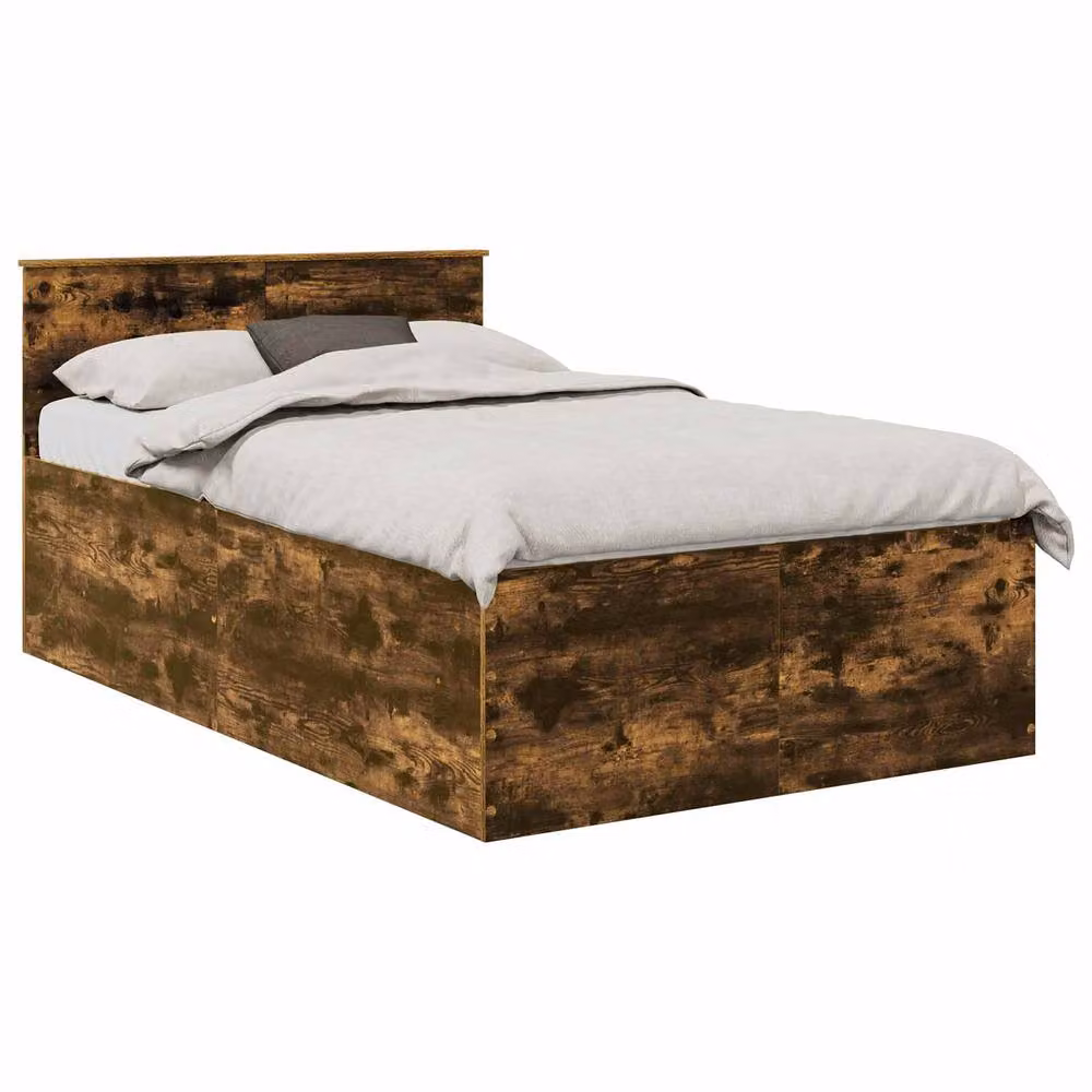 Berkfield Home Modern Smoked Oak Bed Frame with Lift Up Base, Brown, W/D/H: 120 x 190 cm – 2