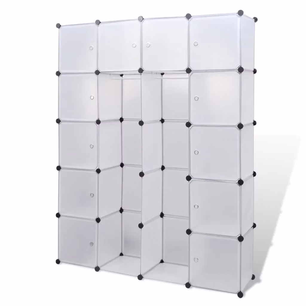 Berkfield Home Modular Cabinet with 14 Compartments, White, W/D/H: 37 x 146 x 180.5 cm – 2